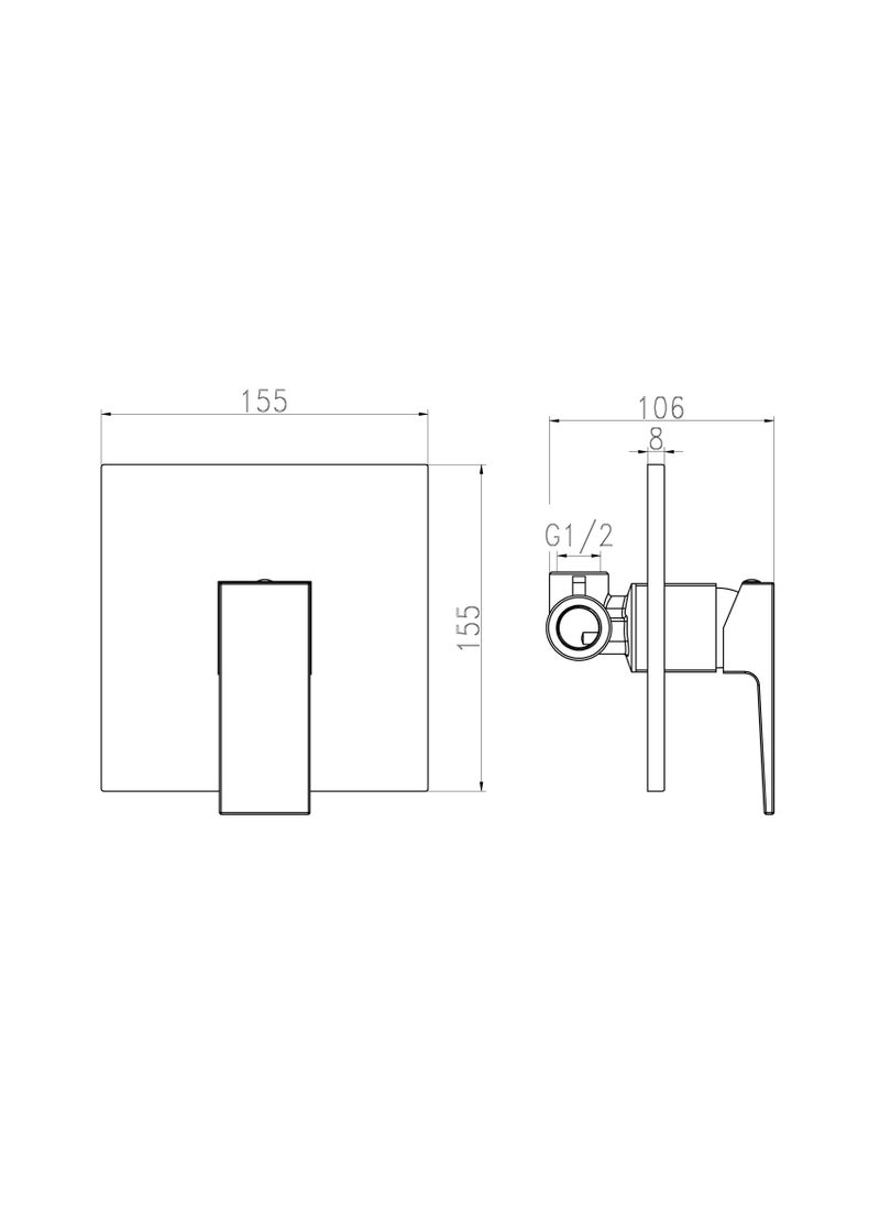 HESANIT HESANIT Infinity Concealed Shower Mixer without Diverter Chrome - 8009-2C  - Image 3