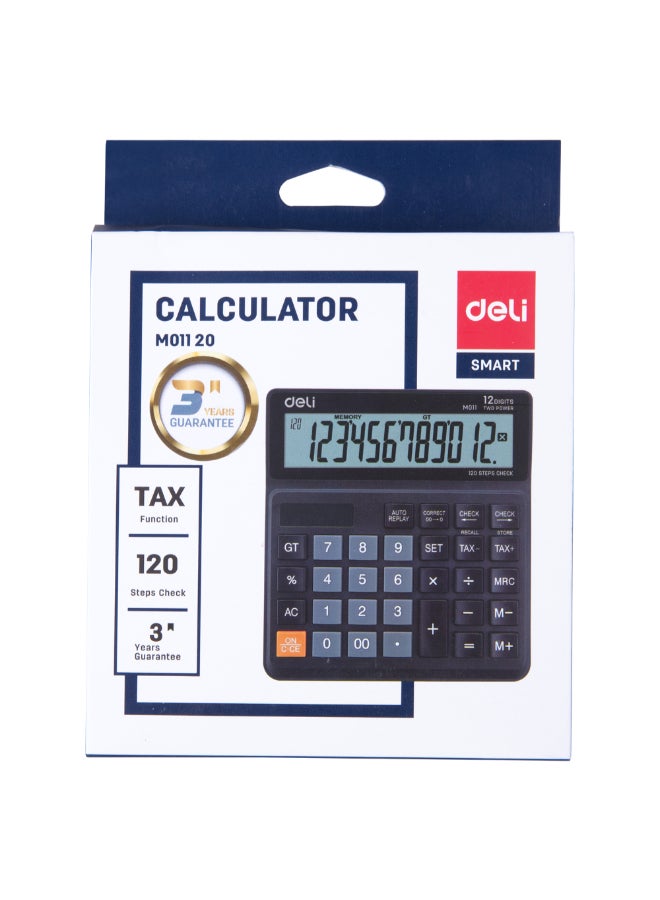 Deli 12-Digit Plastic Desktop Calculator with Tax Function Black 17.9 x 12.6 x 2.85 cm 146362 - Image 1