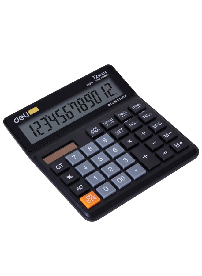 Deli 12-Digit Plastic Desktop Calculator with Tax Function Black 17.9 x 12.6 x 2.85 cm 146362 - Image 3