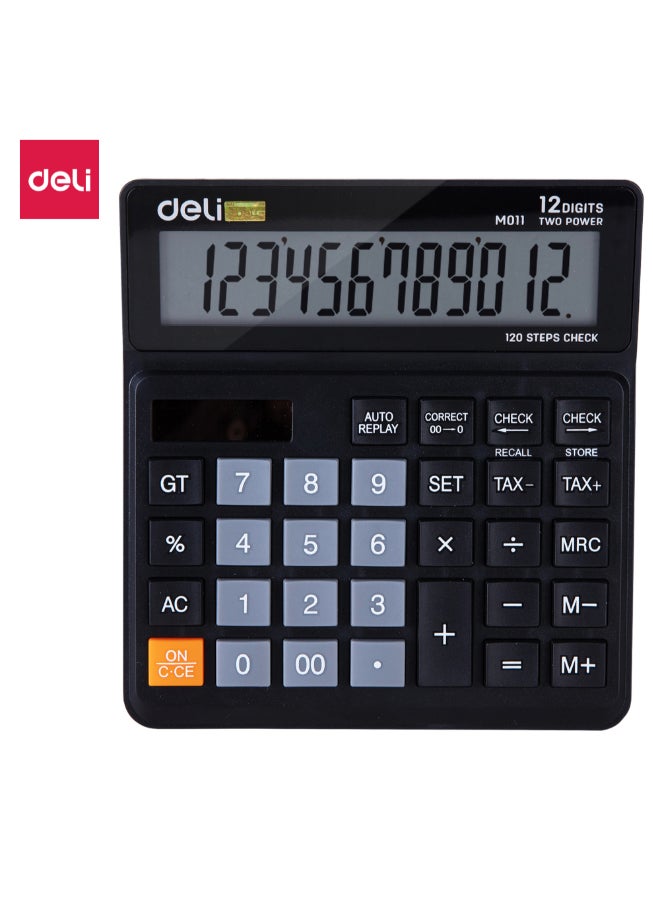 Deli 12-Digit Plastic Desktop Calculator with Tax Function Black 17.9 x 12.6 x 2.85 cm 146362 - Image 2