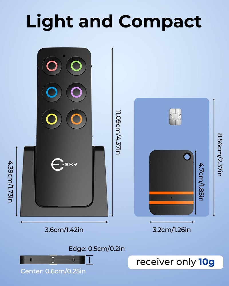 Esky Key Finder, Remote Finder Locator with Sound 85dB, 2 Transmitters and 6 Slim Receivers, Wallet Tracker Key Finders Trackers, Remote Item Finder Beeper Tags for Finding Wallets Gifts for Men - Image 2