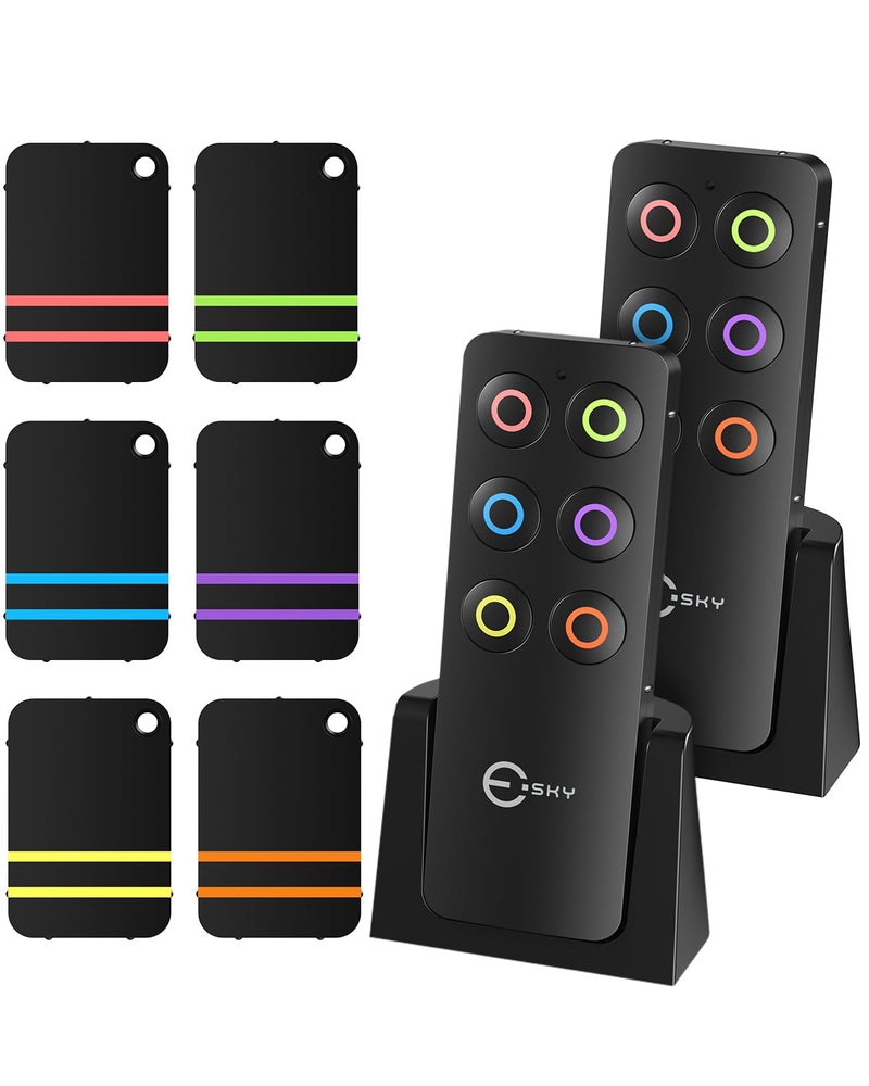 Esky Key Finder, Remote Finder Locator with Sound 85dB, 2 Transmitters and 6 Slim Receivers, Wallet Tracker Key Finders Trackers, Remote Item Finder Beeper Tags for Finding Wallets Gifts for Men - Image 1