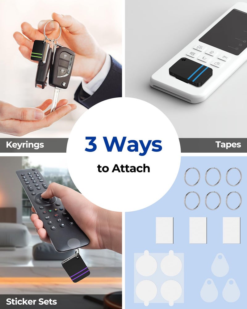 Esky Key Finder, Remote Finder Locator with Sound 85dB, 2 Transmitters and 6 Slim Receivers, Wallet Tracker Key Finders Trackers, Remote Item Finder Beeper Tags for Finding Wallets Gifts for Men - Image 5