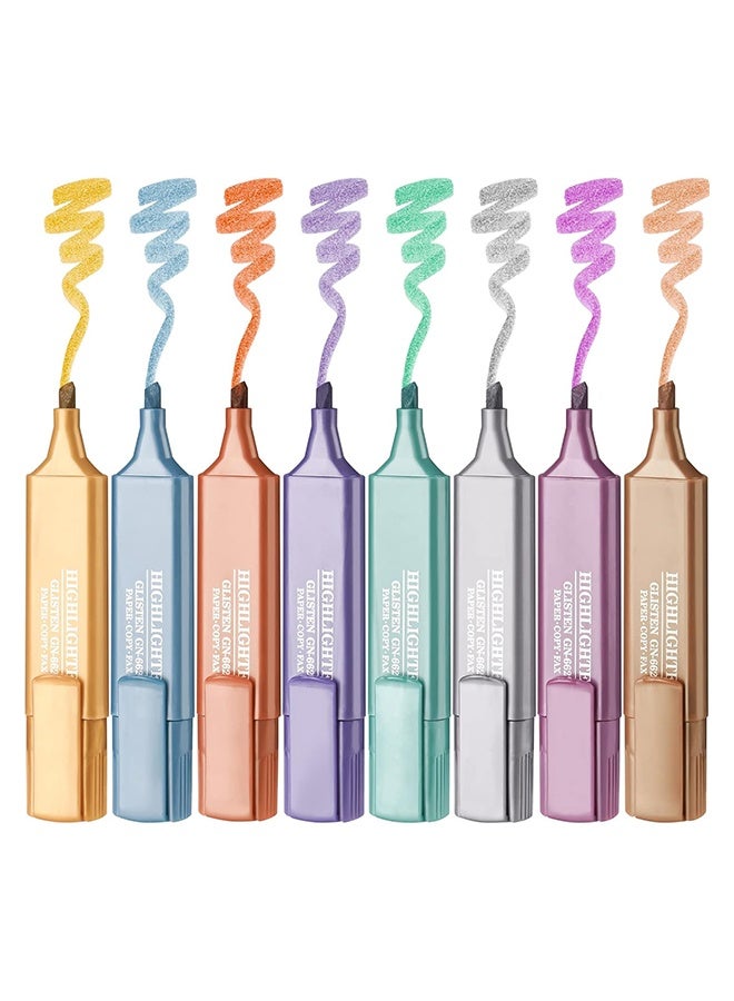 ليمون ٨ قطع من أقلام التحديد اللامعة المعدنية، بألوان هادئة مع رؤوس مشطوفة، وعرض خطوط مرن، وحبر مائي مقاوم للتلطخ لتدوين ملاحظات براق. - Image 3