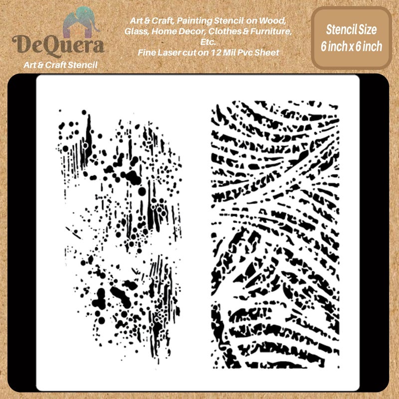 DeQuera Ture Painting Stencils Distressed Paint and Distressed Swirls Stencil Distressed Geometric Wall Stencil Reusable Stencils for Art Ture Stencils Design Size 6 x 6 Inch DQL1115
