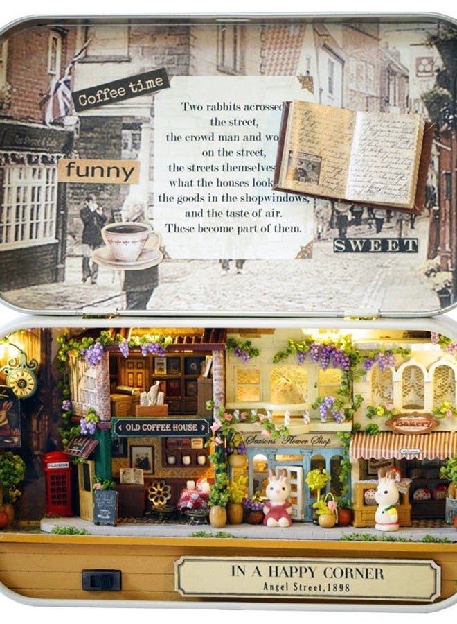 Flever Dollhouse Miniature DIY House Kit Creative Room With Furniture and Cover for Romantic Valentine's Gift(Happy Corner) - Image 1