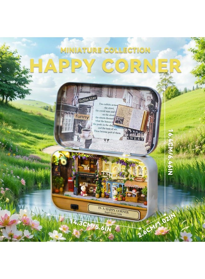 Flever Dollhouse Miniature DIY House Kit Creative Room With Furniture and Cover for Romantic Valentine's Gift(Happy Corner) - Image 2