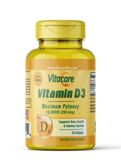 Vitamin D3 10000 IU 30 Soft gel Capsules