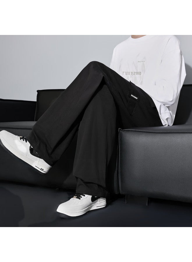 Tonlion Spring Men's Workwear Loose Straight Casual Trousers, Black, M - Image 2