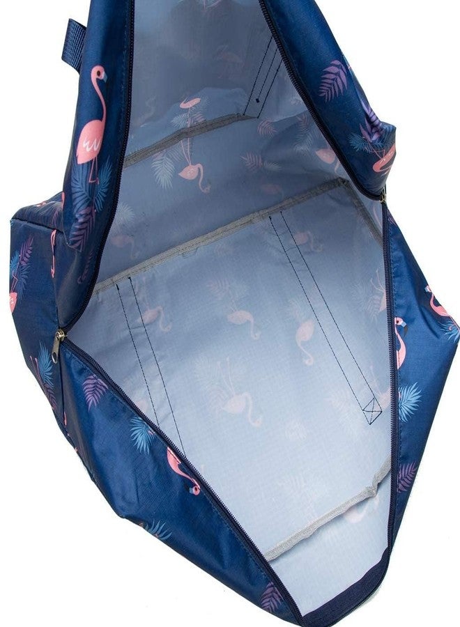 TOCINGO Carry-Ons Folding Flight Bag Travel Duffel Bag Foldable Travel Luggage Bag Shopping Bag Luggage Organizer Storage (Blue- Flamingo) - Image 5