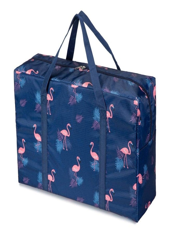 TOCINGO Carry-Ons Folding Flight Bag Travel Duffel Bag Foldable Travel Luggage Bag Shopping Bag Luggage Organizer Storage (Blue- Flamingo) - Image 2