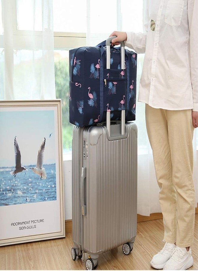 TOCINGO Carry-Ons Folding Flight Bag Travel Duffel Bag Foldable Travel Luggage Bag Shopping Bag Luggage Organizer Storage (Blue- Flamingo) - Image 4