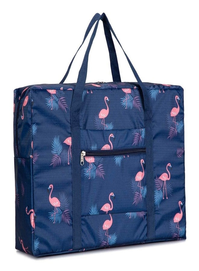 TOCINGO Carry-Ons Folding Flight Bag Travel Duffel Bag Foldable Travel Luggage Bag Shopping Bag Luggage Organizer Storage (Blue- Flamingo) - Image 1