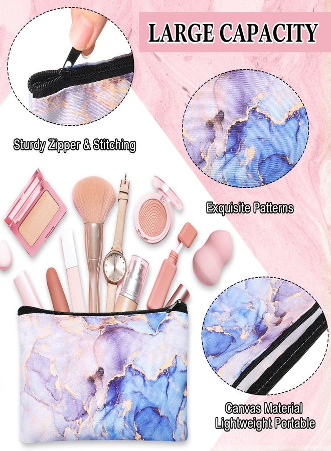 SilTriangle 24 Pieces Makeup Bags Bulk Canvas Cosmetic Bags Purse Organizer Zipper Cosmetic Pouch Portable Travel Toiletry Pouch for Women Men Gifts, 7 x 4 Inch (Marble) - Image 3
