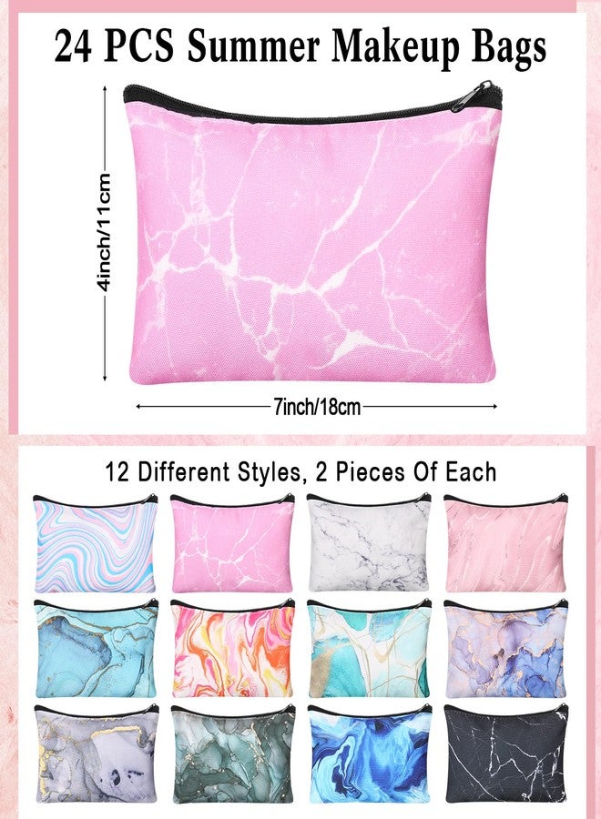 SilTriangle 24 Pieces Makeup Bags Bulk Canvas Cosmetic Bags Purse Organizer Zipper Cosmetic Pouch Portable Travel Toiletry Pouch for Women Men Gifts, 7 x 4 Inch (Marble) - Image 2