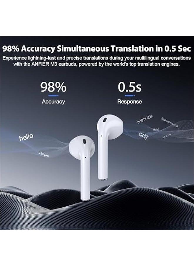 ANKOVO - Ai Translation Earbuds Real Time 144 Languages & Accents Translator Earbuds with 8-Language Offline Translator Device Two Way, Auriculares de traducción for Language Learning Travel Business White - Image 1