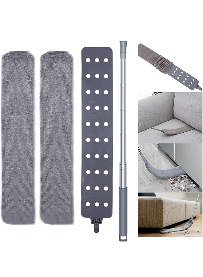 promass Retractable Gap Dust Cleaner,with 2 Microfiber Dusting Cloths, Long Handle 60inches Washable and Retractable Duster Brush,Extendable Gap Dusters for Sofa Bed Furniture Bottom - Image 1