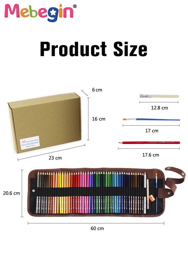 48 Colouring Pencils Set with Roll Up Canvas Pouch Package, Extender and Pencil Sharpener, Portable Drawing Pencils Kit, High-quality Art Supplies, Easy to Storage and Carry, Ideal for Drawing, Coloring, Sketching and Doodling