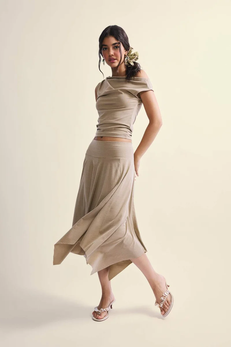 Defacto Normal Waist Midi Knitted Skirt
