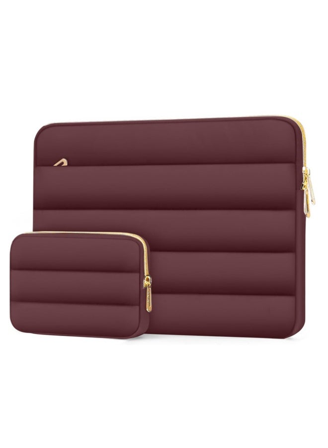 13.3 inch Laptop Case, 13-13.3 inch Puffy Laptop Sleeve Compatible with MacBook Air 13 13.6 M4 M3 M2 M1/Pro 13/Pro 14, HP Dell ASUS Lenovo,Polyester Horizontal Bag with Small Case,