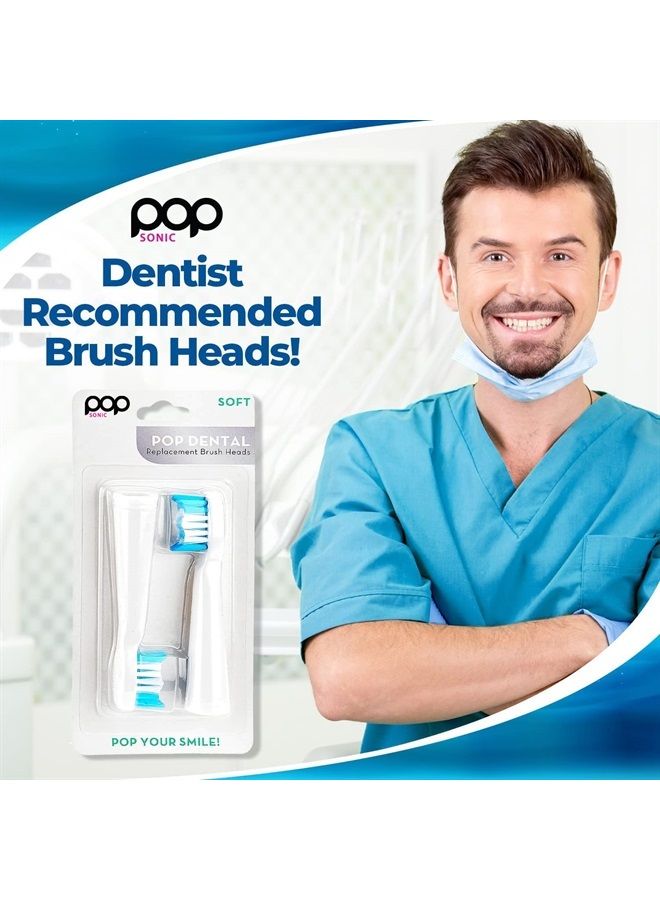 Replacement Electronic Toothbrush Heads (2-Pack), Compatible with Go Sonic, USB, Pro Sonic Toothbrushes w/Soft Dupont Tynex Nylon Bristles