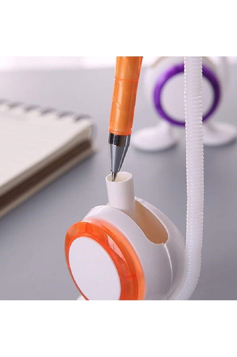 قلم جاف امن مع حبل و دابل فيس لاصق مبتكر، قلم مكتب استقبال للبنوك والمنزل والمكتب والمتاجر والفنادق - Image 2