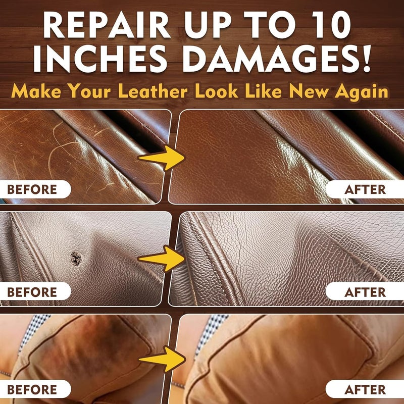 Vigorder Brown Leather Repair Kit for Furniture, Leather Couch Repair Kit for Car Interior, Sofa, Purse and Jacket, Restore Any Material with Super Easy Instructions to Fix Scratches, Tears, Holes, Peeling - Image 3