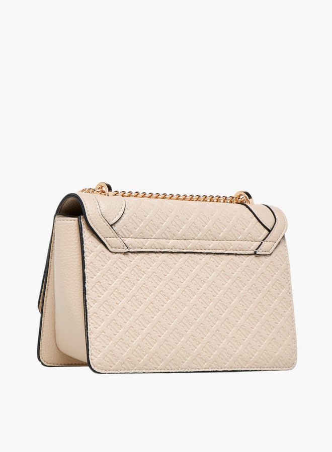 ELLE Monogram Embossed Crossbody Bag with Chain Strap and Flap Closure  - Image 4