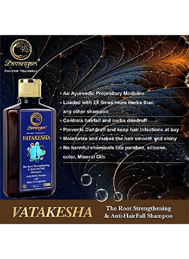 Lavanyam - ’s VATAKESHA The Root Strengthening & AntiHair Fall Ayurvedic Shampoo with Multi Herbs For Strong Lustrious & Healthy hair For Men & Women Paraben & silicon Free 200 ML - Image 1