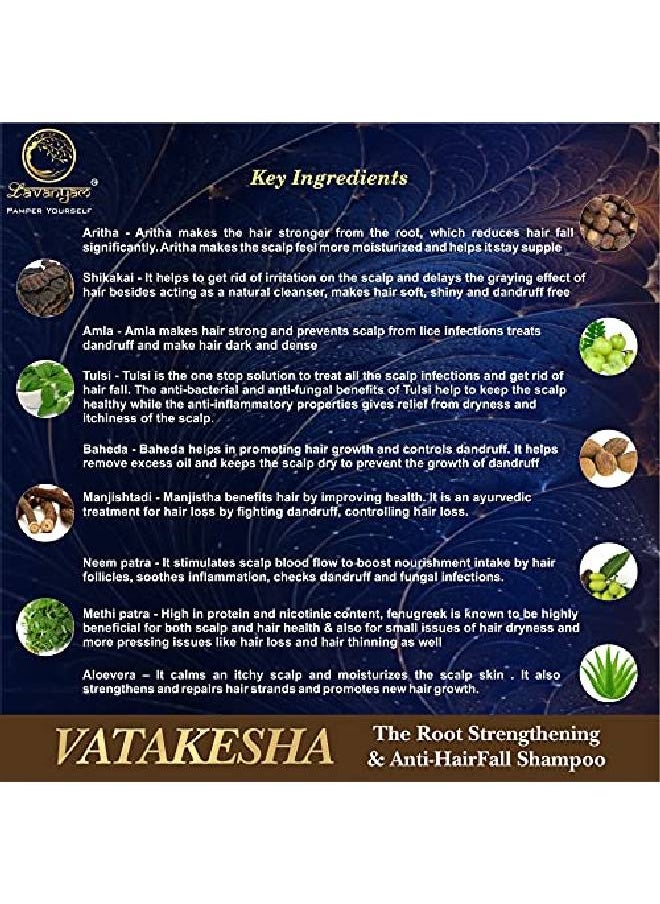 Lavanyam - ’s VATAKESHA The Root Strengthening & AntiHair Fall Ayurvedic Shampoo with Multi Herbs For Strong Lustrious & Healthy hair For Men & Women Paraben & silicon Free 200 ML - Image 1