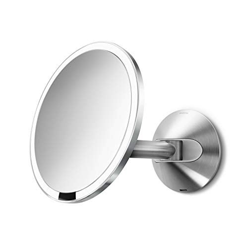 simplehuman 8" Sensor Makeup Mirror, Wall Mount, 5X Magnification, Hard-Wired (100-240v), Polished Stainless Steel - Image 2