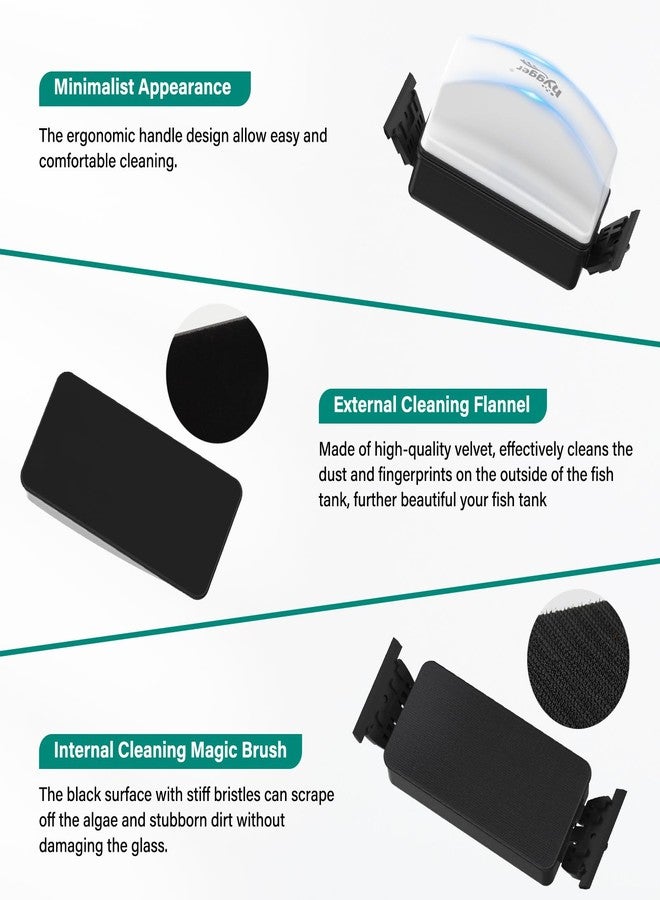 hygger Magnetic Aquarium Glass Cleaner, Dual-Blades Algae Fish Tank Glass Cleaner Brush with 4 Detachable Algae Scrapers for Glass Aquariums Tank, Floating Aquarium Magnet Glass Cleaner Scrubber (M) - Image 5