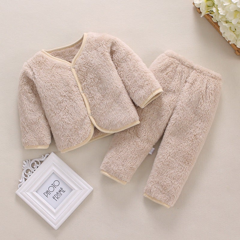 Infant Flannel Warm Cardigan Set for Autumn/Winter Cow - Image 2