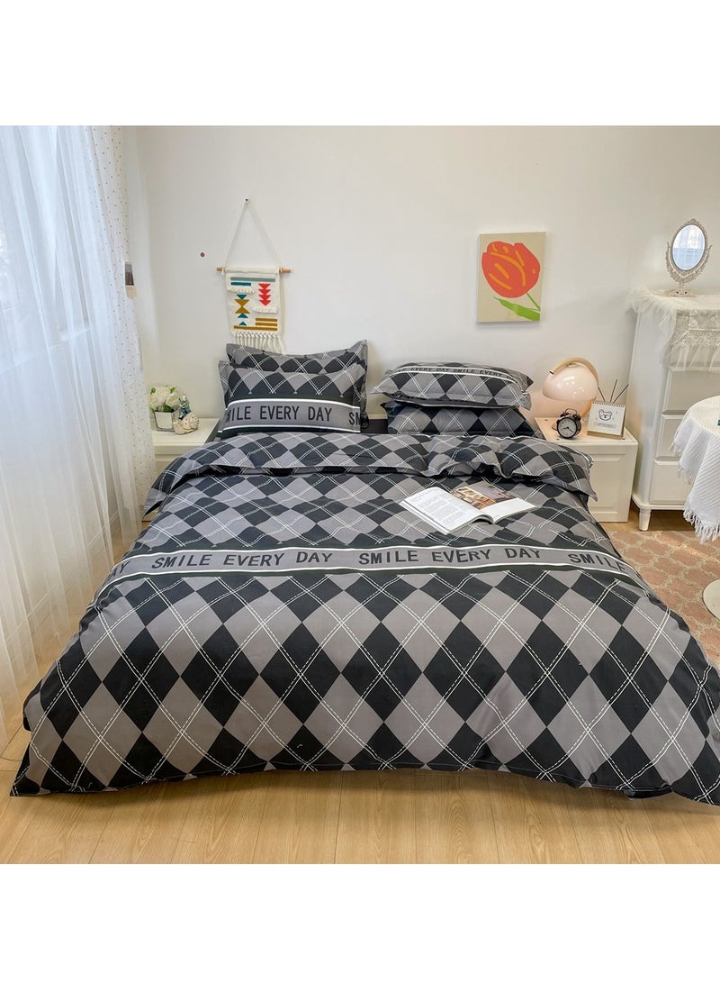 شاربدو طقم لحاف ناعم من الألياف الدقيقة، مكون من أربع قطع، مع غطاء لحاف واحد، وملاءة مسطحة واحدة، وكيسا وسادة. أكياس وسائد سرير بطول مترين (٢٠٠*٢٣٠ سم) - Image 2