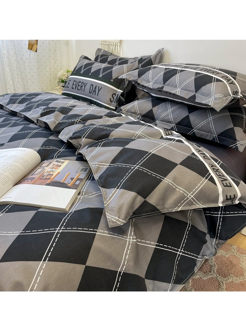 شاربدو طقم لحاف ناعم من الألياف الدقيقة، مكون من أربع قطع، مع غطاء لحاف واحد، وملاءة مسطحة واحدة، وكيسا وسادة. أكياس وسائد سرير بطول مترين (٢٠٠*٢٣٠ سم) - Image 4