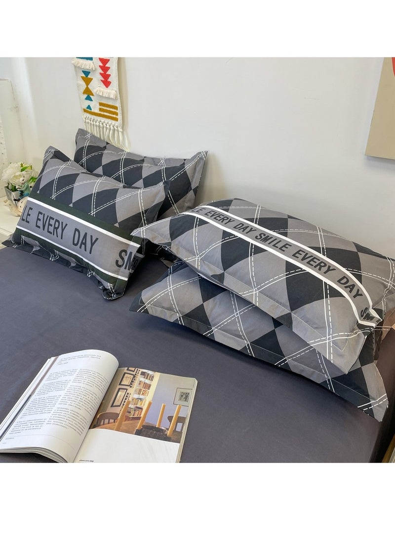 شاربدو طقم لحاف ناعم من الألياف الدقيقة، مكون من أربع قطع، مع غطاء لحاف واحد، وملاءة مسطحة واحدة، وكيسا وسادة. أكياس وسائد سرير بطول مترين (٢٠٠*٢٣٠ سم) - Image 5