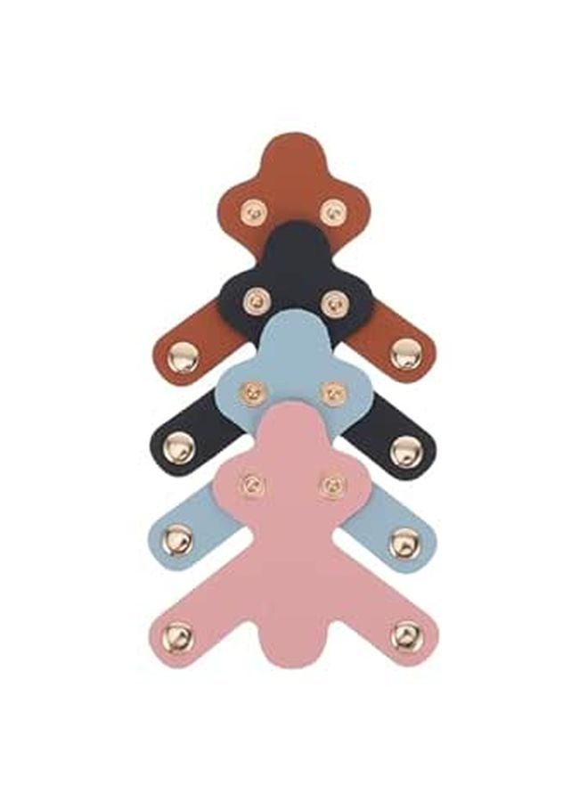 4Pcs PU Leather Stethoscope ID Tags Name Charms Black Light Brown Pink Light Blue - Image 1