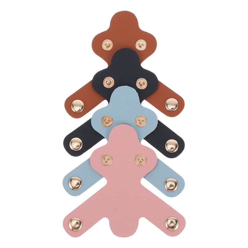 4Pcs PU Leather Stethoscope ID Tags Name Charms Black Light Brown Pink Light Blue - Image 2