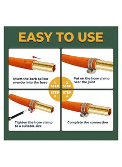 Generic Brass Water Hose Connector Splicer, Garden Hose Repair Mender  with Hose Clamp, Brass Barb Union Hose Fittings for Water Hose Repair, 12 Pieces  - Image 3