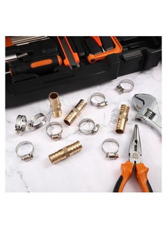 Generic Brass Water Hose Connector Splicer, Garden Hose Repair Mender  with Hose Clamp, Brass Barb Union Hose Fittings for Water Hose Repair, 12 Pieces  - Image 5