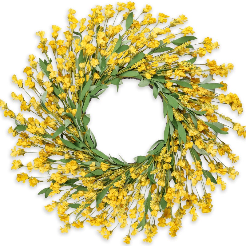 Artgar Front Door Wreath 26 Inch Spring/Summer Wreaths for Front Door, Front Door Wreaths for All Seasons for Indoor Outdoor Home Office Wall Window Wedding Farmhouse Decor (Yellow) - Image 1