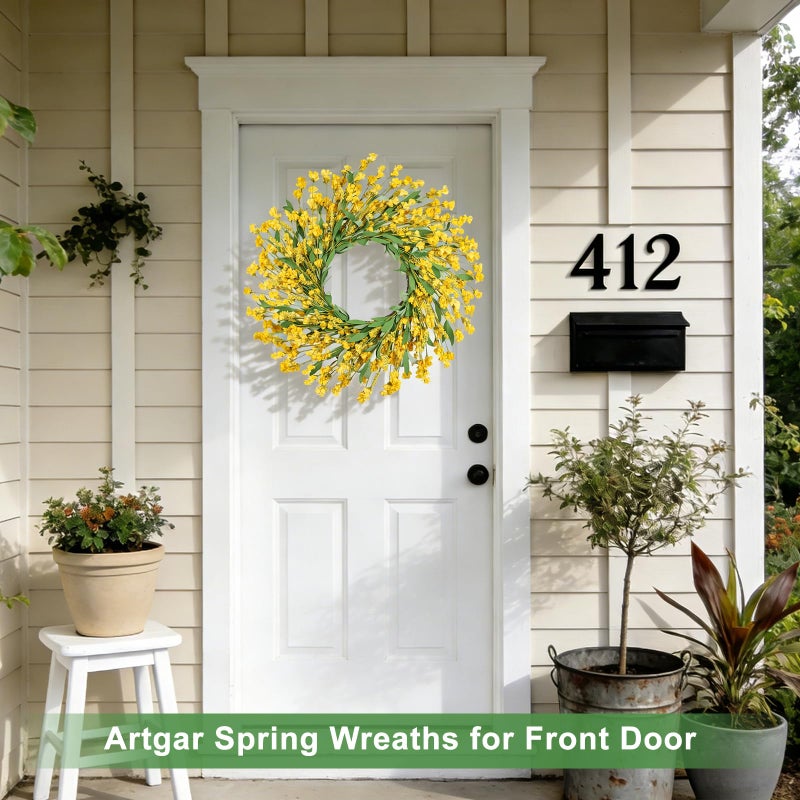 Artgar Front Door Wreath 26 Inch Spring/Summer Wreaths for Front Door, Front Door Wreaths for All Seasons for Indoor Outdoor Home Office Wall Window Wedding Farmhouse Decor (Yellow) - Image 4