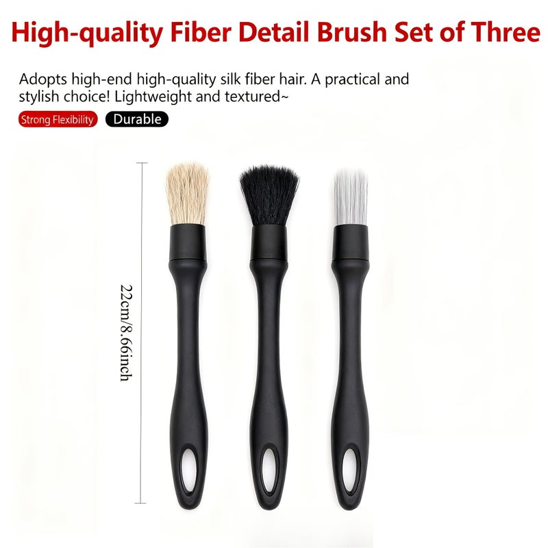Heavy Duty Car Vent Interior Brush Set 3 Pcs Portable Detailing Kit for Auto Computer Kitchen - Image 5