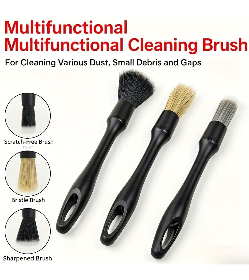 Heavy Duty Car Vent Interior Brush Set 3 Pcs Portable Detailing Kit for Auto Computer Kitchen - Image 4
