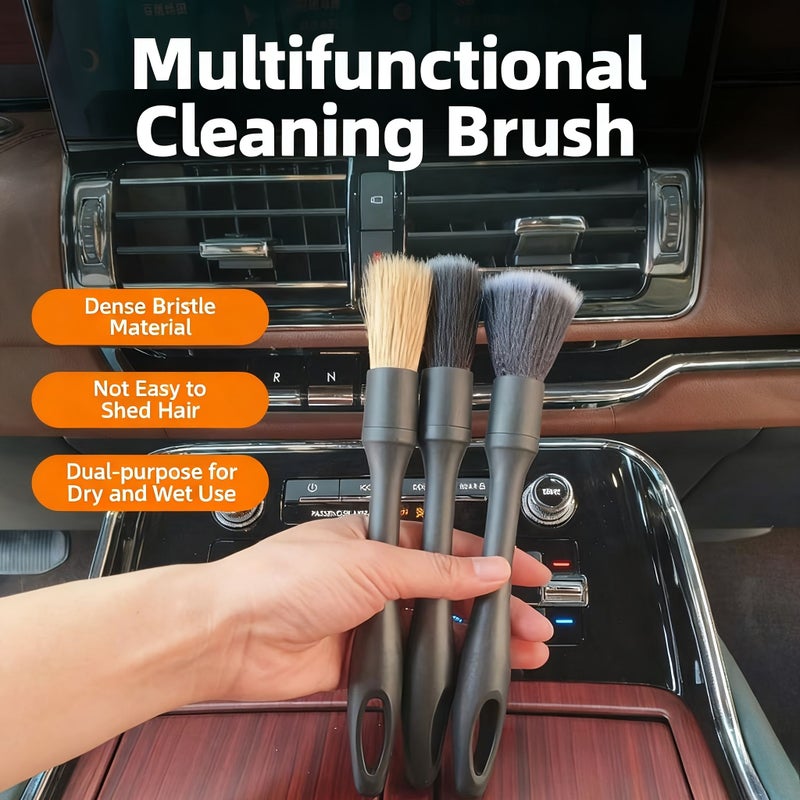 Heavy Duty Car Vent Interior Brush Set 3 Pcs Portable Detailing Kit for Auto Computer Kitchen - Image 1