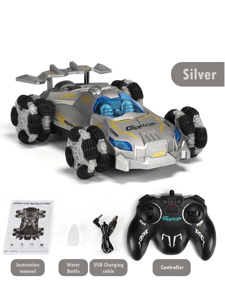 سيارة سباقات دريفت دفع رباعي عالية السرعة مع بخاخ رذاذ - مركبة بهلوانية تتحرك في جميع الاتجاهات 360 درجة، سيارة سباق بجهاز تحكم 2.4 جيجاهرتز مع أضواء LED وموسيقى، أفضل لعبة تقنية للأطفال - Image 1