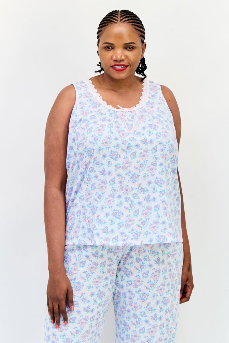 Celestial Dreams Women Plus Size 2Pc Set Floral Print Pajama, Multicolor - Image 2