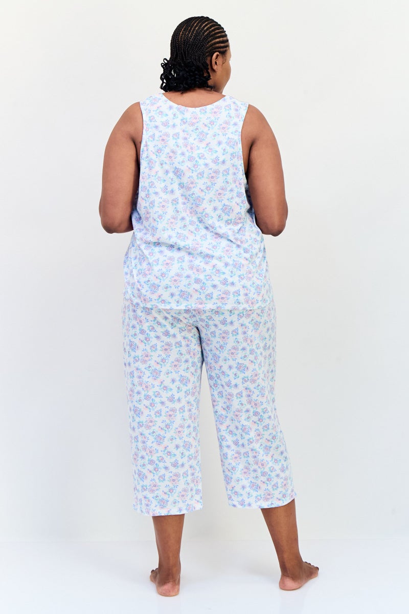 Celestial Dreams Women Plus Size 2Pc Set Floral Print Pajama, Multicolor - Image 4