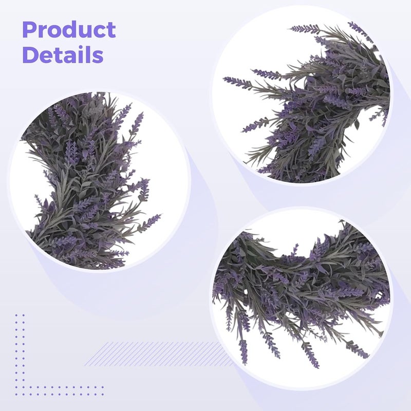 17.7 X 17.7 in (45 X 45 Cm) Lavender Wreath, Decorative Artificial Wreath for Front Door, All-Season Floral Arrangement, Great for Year-Round Home Decor - Image 5