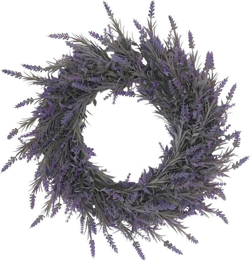 17.7 X 17.7 in (45 X 45 Cm) Lavender Wreath, Decorative Artificial Wreath for Front Door, All-Season Floral Arrangement, Great for Year-Round Home Decor - Image 1